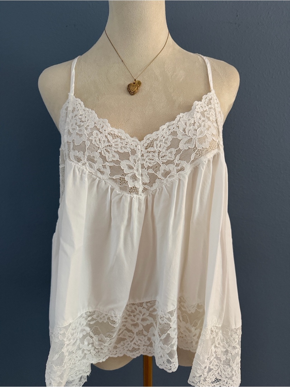 Lace Trim Ivory Camisole Tank Top
